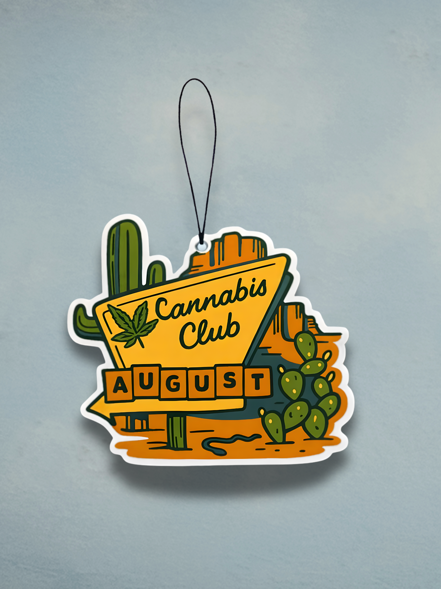 Desert motel themed car air freshener | August Cannabis Club