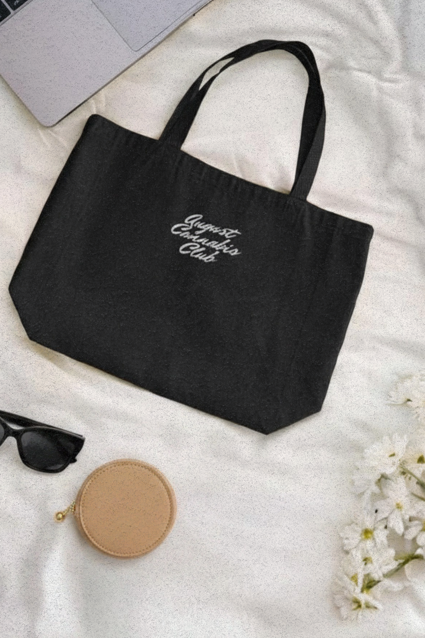 Oversized August Cannabis Club Embroidered Tote