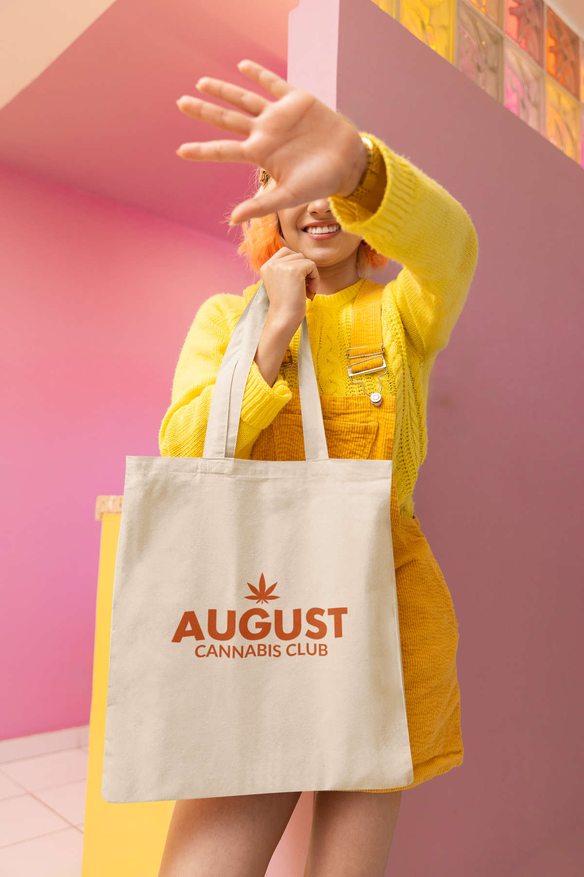 August Cannabis Club THCA Core Eco Totes Woman Orange